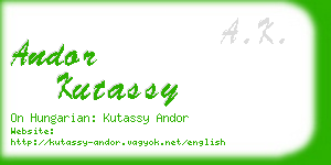 andor kutassy business card